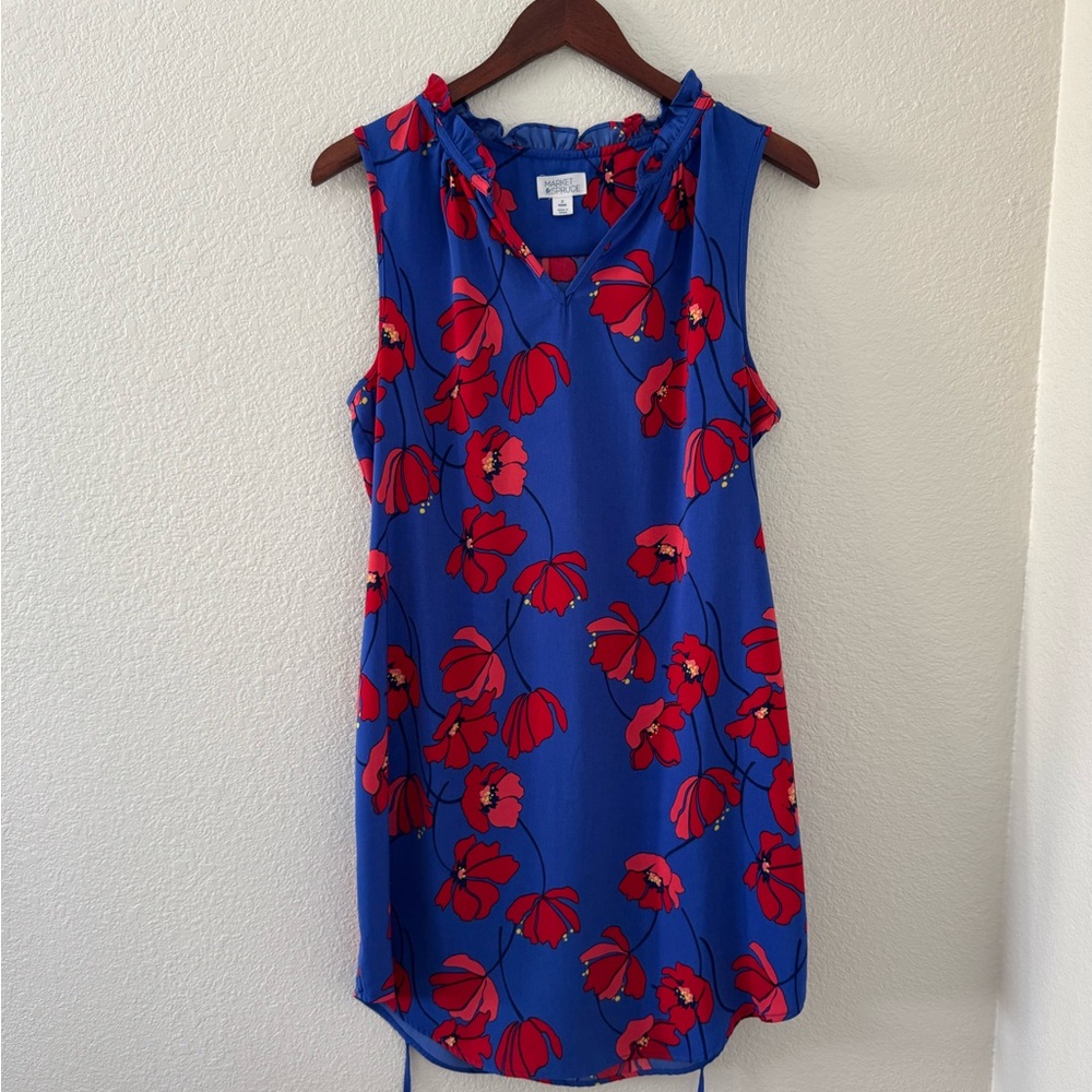 Market & Spruce Blue and Red Floral Dress